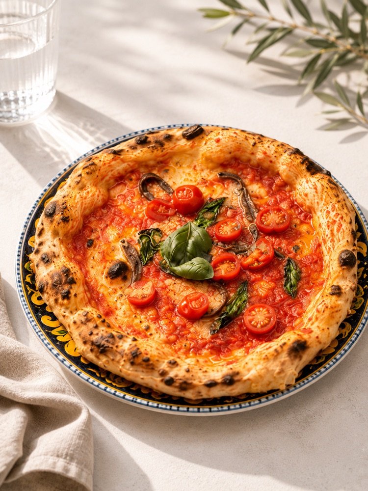 Pizza Regina Margherita mit Fior di Latte und Basilikum